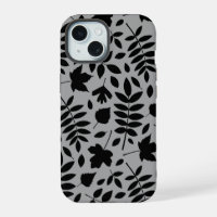 Feuilles tombés Lg Motif noir sur gris