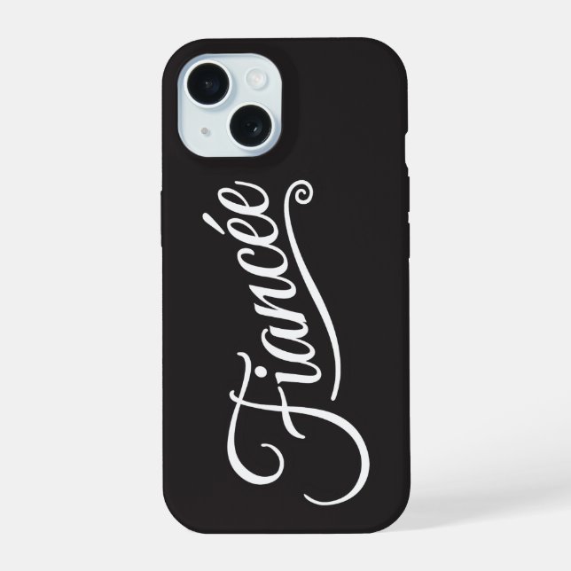 Coque iPhone 15 Fiancée blanc sur noir (Verso)