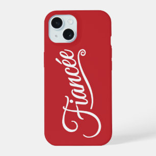 Coque iPhone 15 Fiancée blanc sur rouge