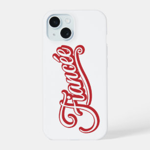 Coque iPhone 15 Fiancée rouge/blanc sur blanc