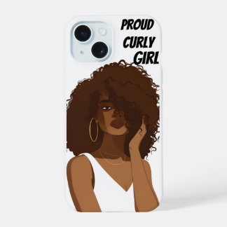 COQUE iPhone 15 FILLE AUX CHEVEUX BOUCLÉS FIÈRE