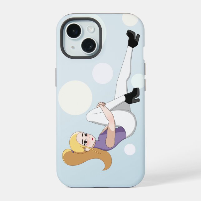 Coque iPhone 15 Fille d'anime blonde (Verso)