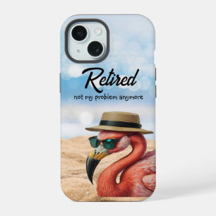 Coque iPhone 15 Flamant rose à la retraite sur la plage avec Casqu