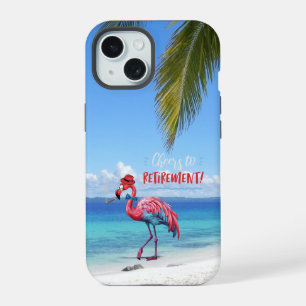 Coque iPhone 15 Flamant rose de retraite sur Tropical Beach