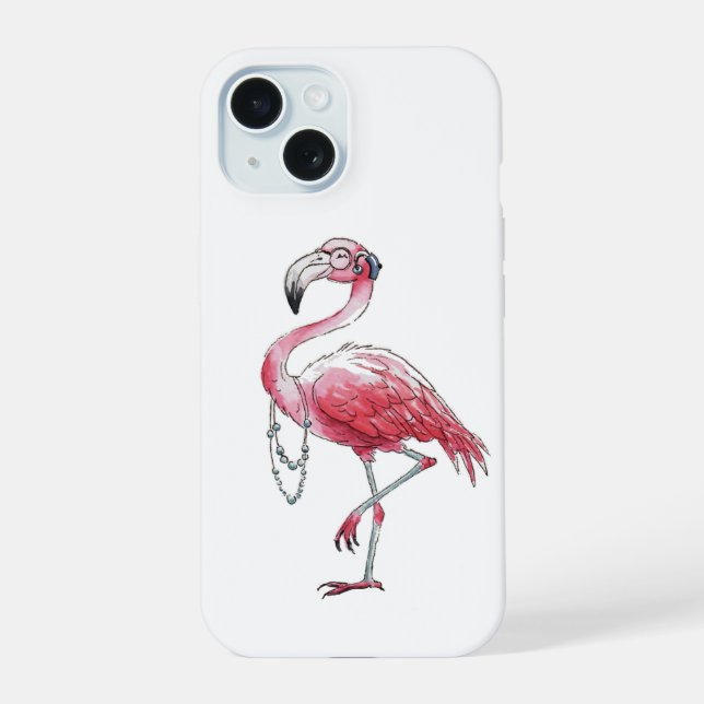 Coque iPhone 15 Flamant rose fabuleux (Verso)