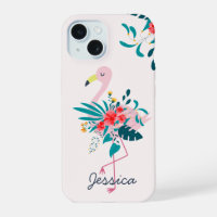 Flamant rose floral tropical mignon