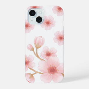 Coque iPhone 15 Fleur de cerisier à l'aquarelle Fleur rose japonai