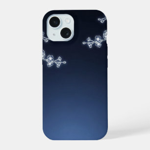 Coque iPhone 15 Fleur de cerisier blanche sur fond marine