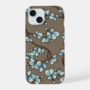 Coque iPhone 15 Fleur de cerisier bleu élégante Sakura Floral