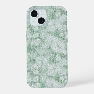Coque iPhone 15 Fleur de Pâquerette Veloutée Vert Menthe