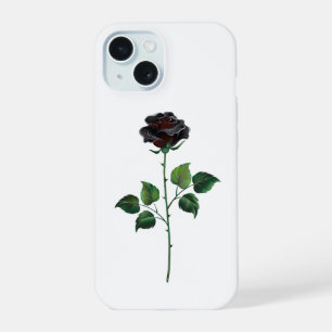 Coque iPhone 15 Fleur de rose noire