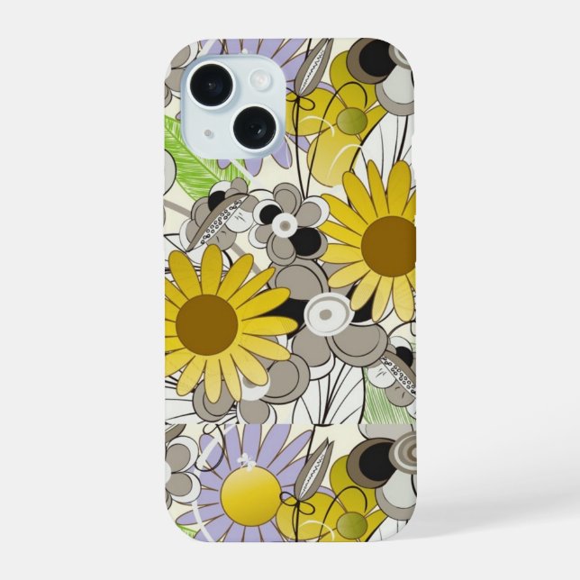 Coque iPhone 15 Fleur Jaune Sassy   (Verso)