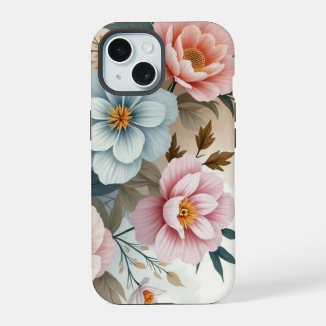 Coque iPhone 15 Fleur pastel délicate (Verso)