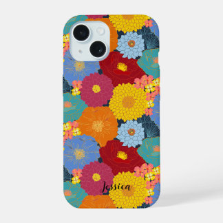 Coque iPhone 15 Fleur sauvage personnalisé, magnifique et dynamiqu