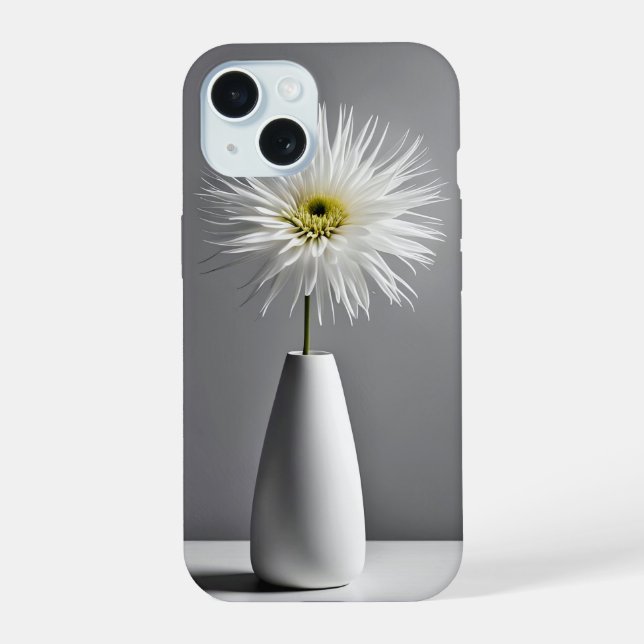 Coque iPhone 15 Fleur simple dans un vase (Verso)