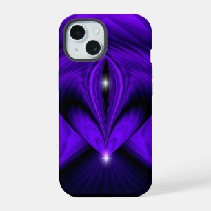 Coque iPhone 15 Fleur Violette Rêves d'Arc-en-Ciel Deux Étoiles