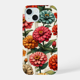 Coque iPhone 15 Fleur Zinnia gracieuse