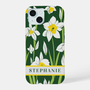 Coque iPhone 15 Fleurs blanches Narcisse Décembre Fleur de naissan