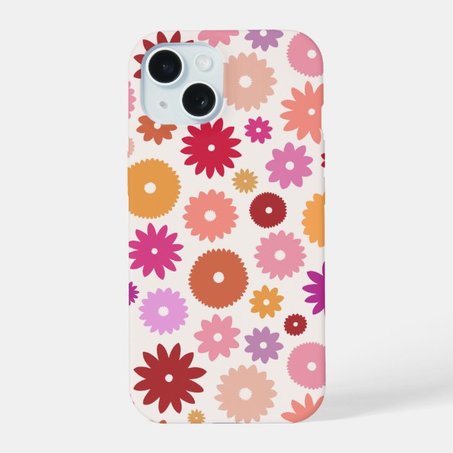 Coque iPhone 15 Fleurs Colorées Grand Motif (Verso)