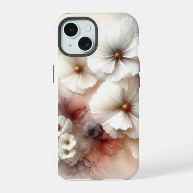 Coque iPhone 15 Fleurs Cosmos Ethérées (Verso)