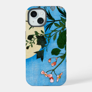 Coque iPhone 15 Fleurs d'automne devant la pleine lune