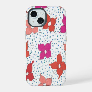 Coque iPhone 15 Fleurs de célébration et pois