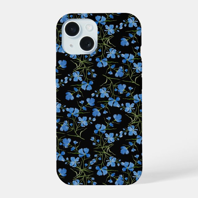 Coque iPhone 15 Fleurs de Cosmos Bleu (Verso)