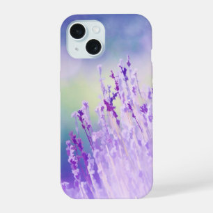 Coque iPhone 15 Fleurs de jardin lavande violette aquarelle floral