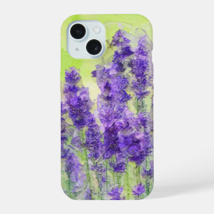 Coque iPhone 15 Fleurs de Lavande Aquarelle Florale Violette