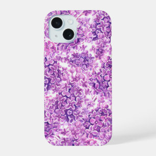 Coque iPhone 15 Fleurs de lilas à l'aquarelle rose