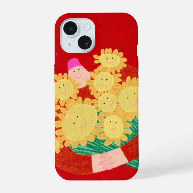 Coque iPhone 15 fleurs de sourire (Verso)