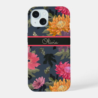 Coque iPhone 15 Fleurs de style vintage lumineuses