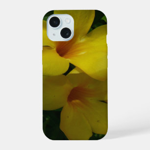Coque iPhone 15 Fleurs de trompette dorée II Tropical