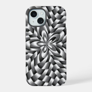 Coque iPhone 15 Fleurs en acier inoxydable