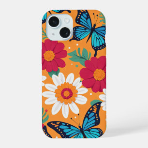 Coque iPhone 15 Fleurs et papillons Whimsics