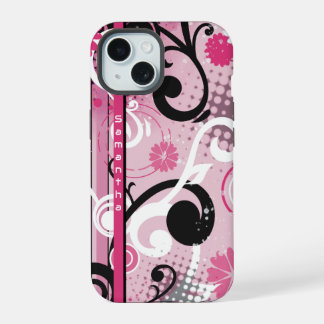 Coque iPhone 15 Fleurs Metro Frutiger Rose
