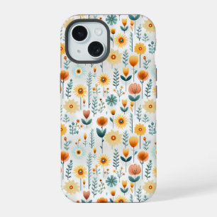Coque iPhone 15 Fleurs Orange Motif Coloré