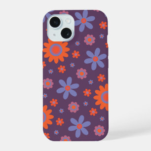 Coque iPhone 15 Fleurs Rétro Heureuses Motif Hippie Mignon des Ann