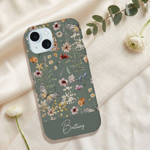 Coque iPhone 15 Fleurs sauvages aquarelle Boho iPhone 15