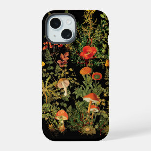 Coque iPhone 15 Fleurs sauvages vintage Forêt Champignons