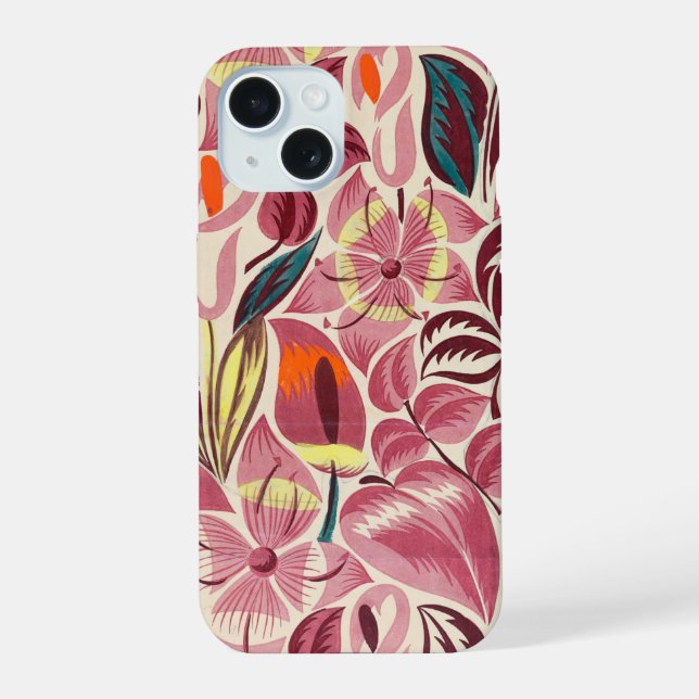 Coque iPhone 15 Fleurs tropicales | (Verso)