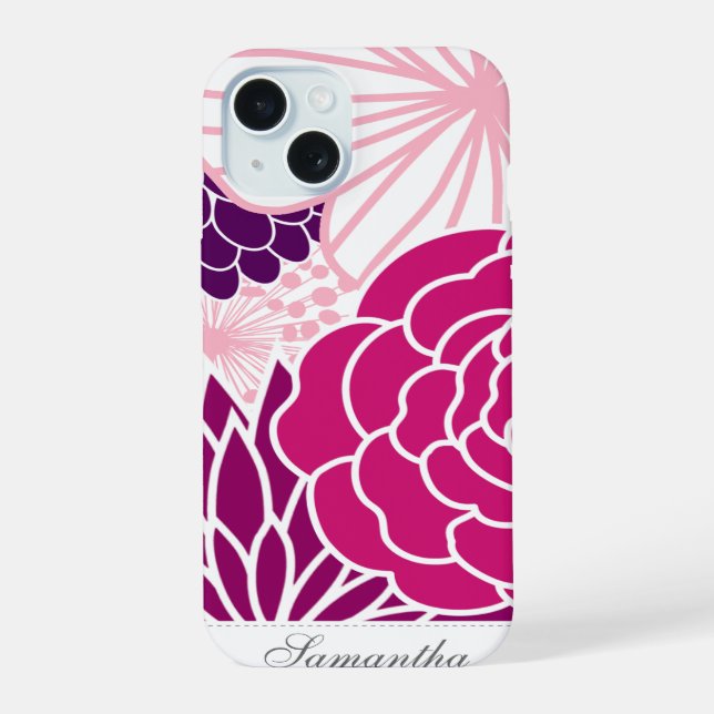 Coque iPhone 15 Floral moderne (Verso)