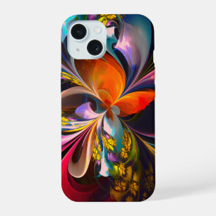 Coque iPhone 15 Floral moderne Art Abstrait Rouge Bleu Motif #13