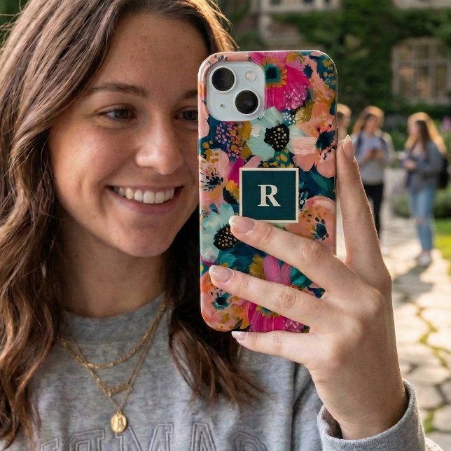 Coque iPhone 15 Floral Monogram (Créateur téléchargé)