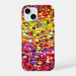 Coque iPhone 15 FLORE EN TOUSCANE Champ de fleurs Pavots particuli