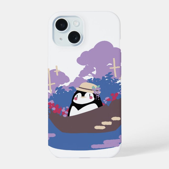 Coque iPhone 15 Flower Boat Penguin (Verso)
