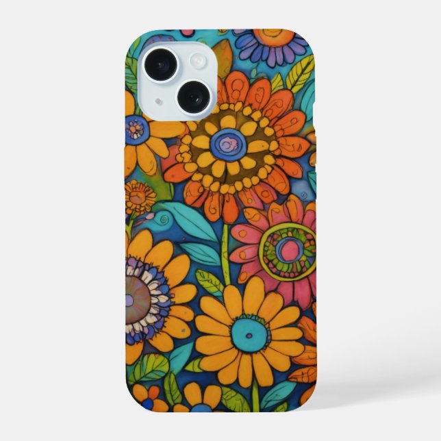 Coque iPhone 15 Folk Bloom Harmony Art (Verso)
