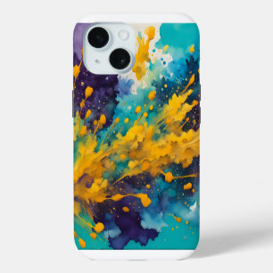 Coque iPhone 15 Fond de éclaboussures d'aquarelle