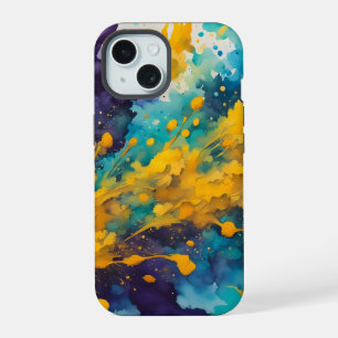 Coque iPhone 15 Fond de éclaboussures d'aquarelle