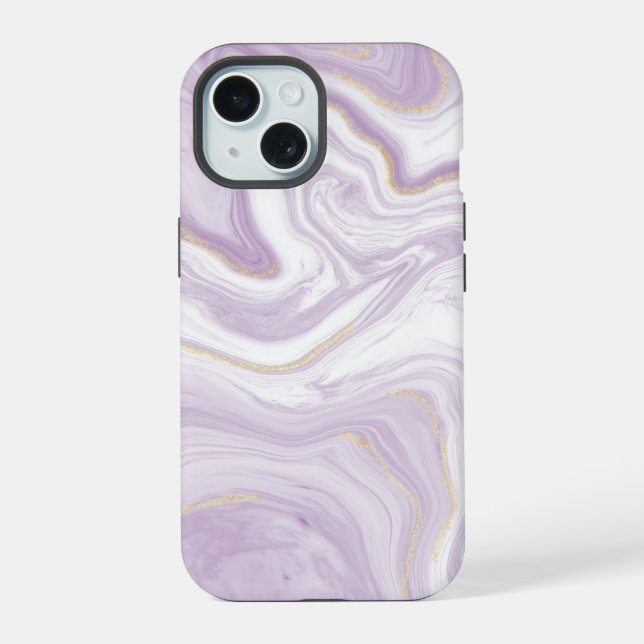 Coque iPhone 15 Fond Marbre Violet (Verso)